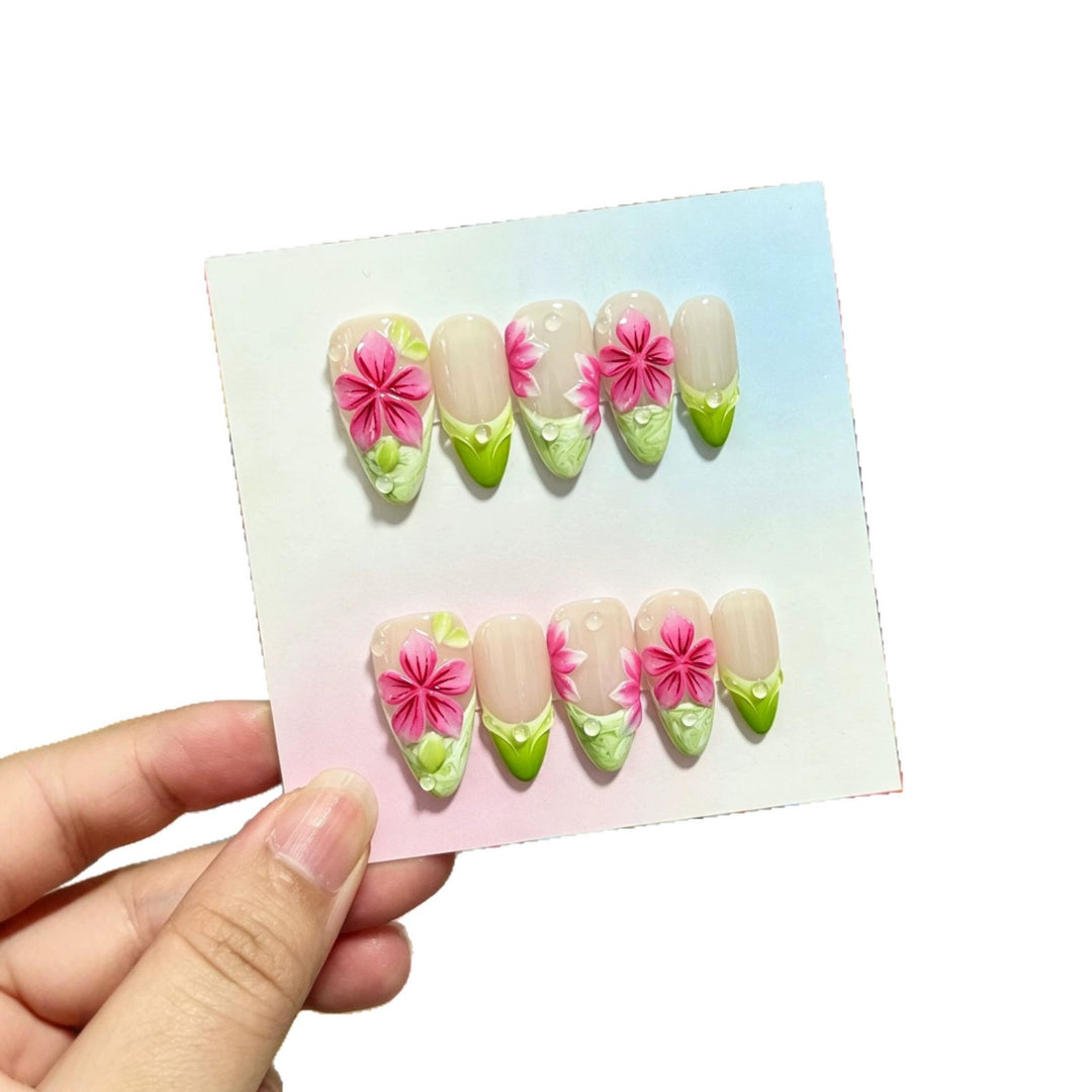 3D Floral Design Press-On Nail Art Set