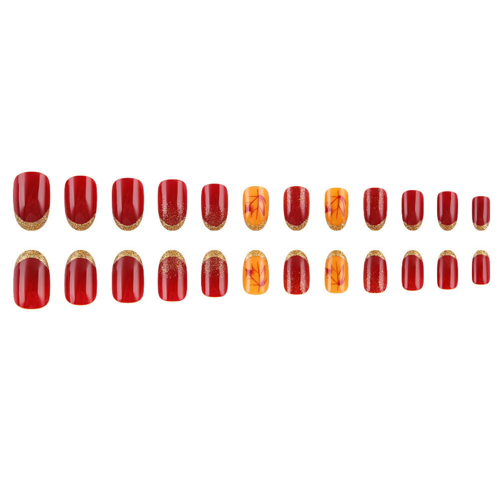 Elegant Fall-Themed Gel Nail Art Kalsten