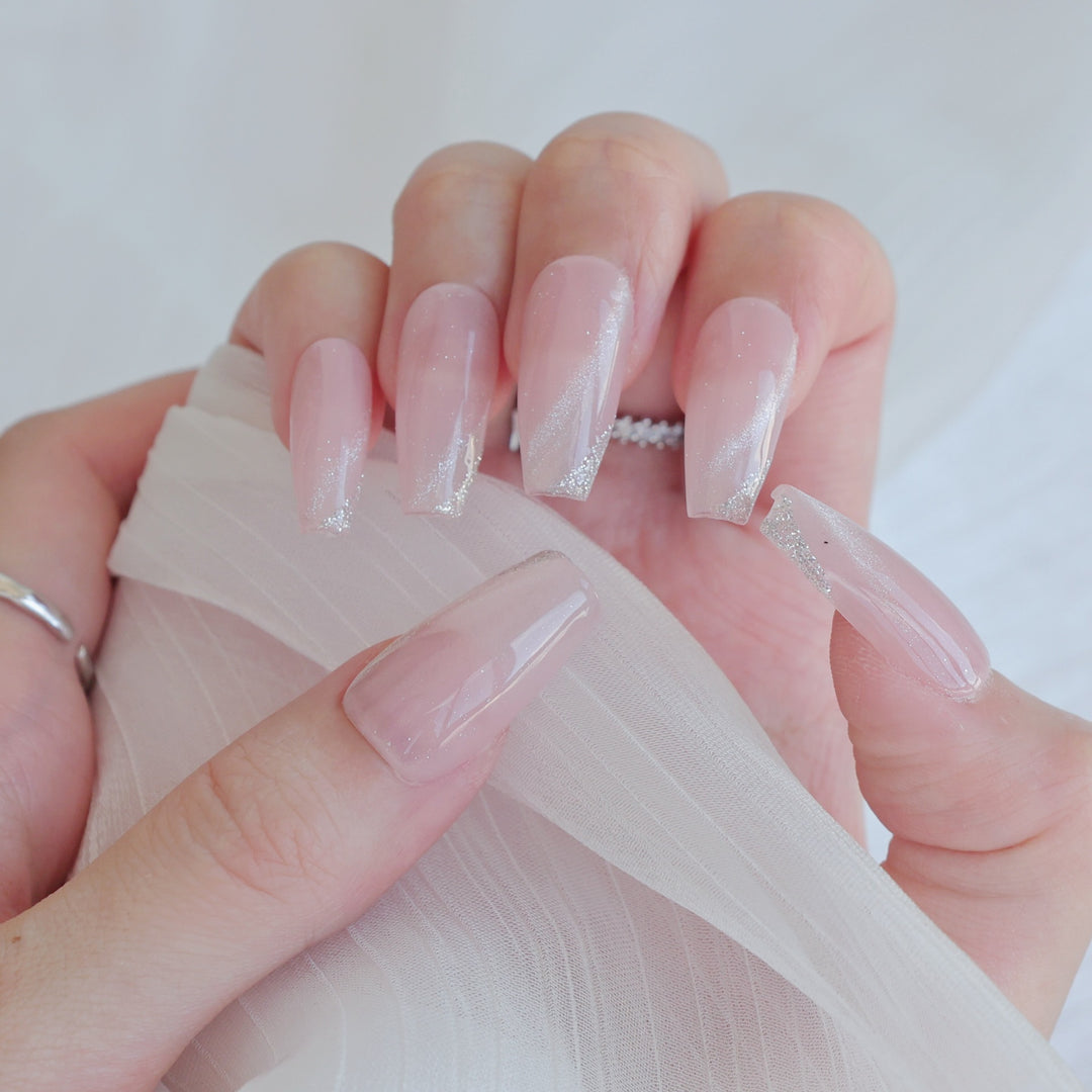 Artistic Press-On Nail Art Set with Heart and Celestial Designs