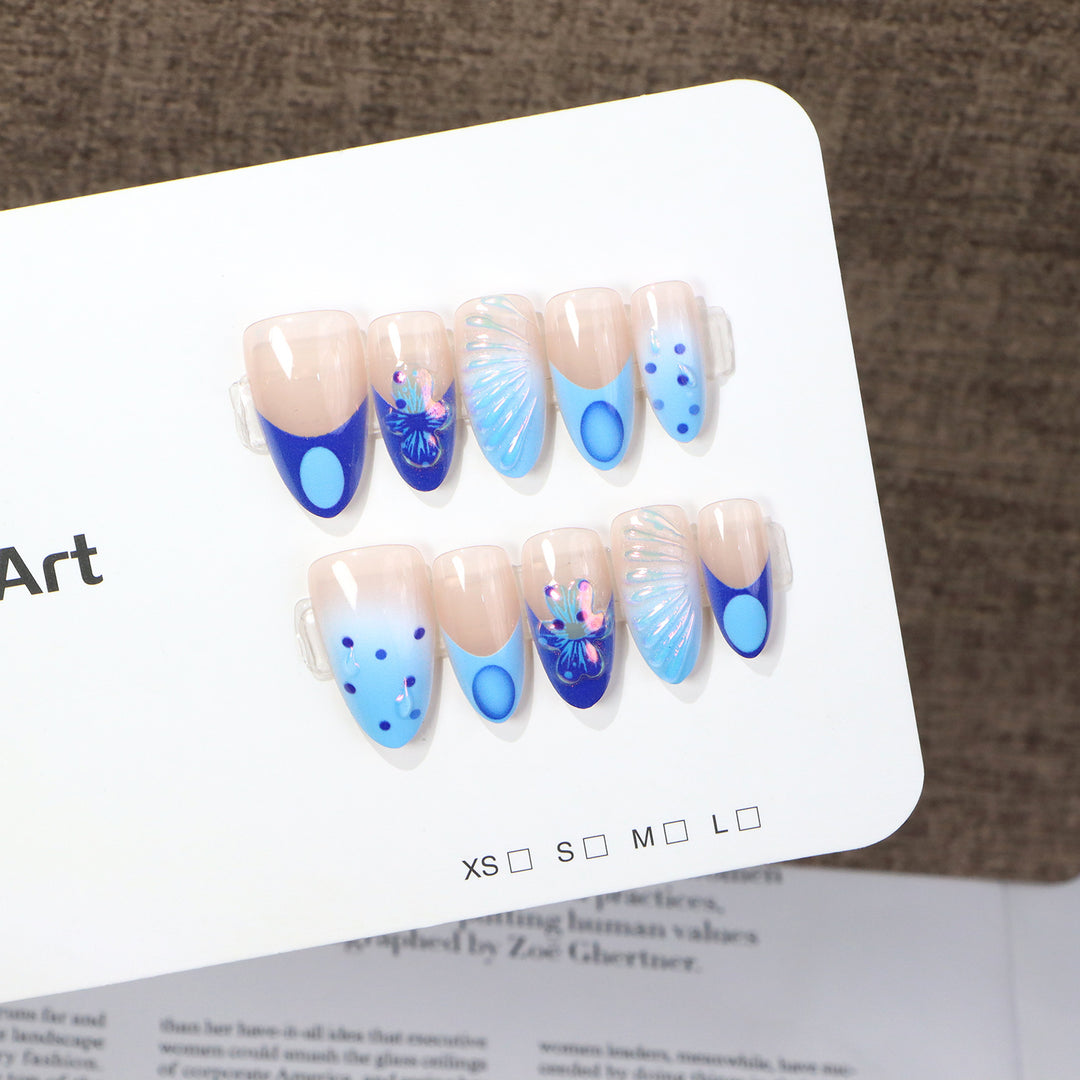 Decorative Press-On Nail Art Set with Oceanic Patterns Kalsten