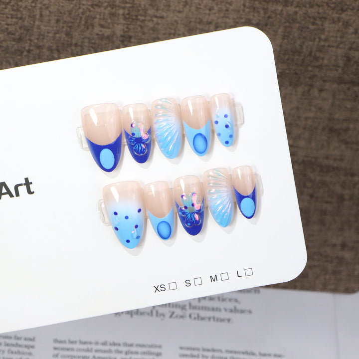 Decorative Press-On Nail Art Set with Oceanic Patterns Kalsten