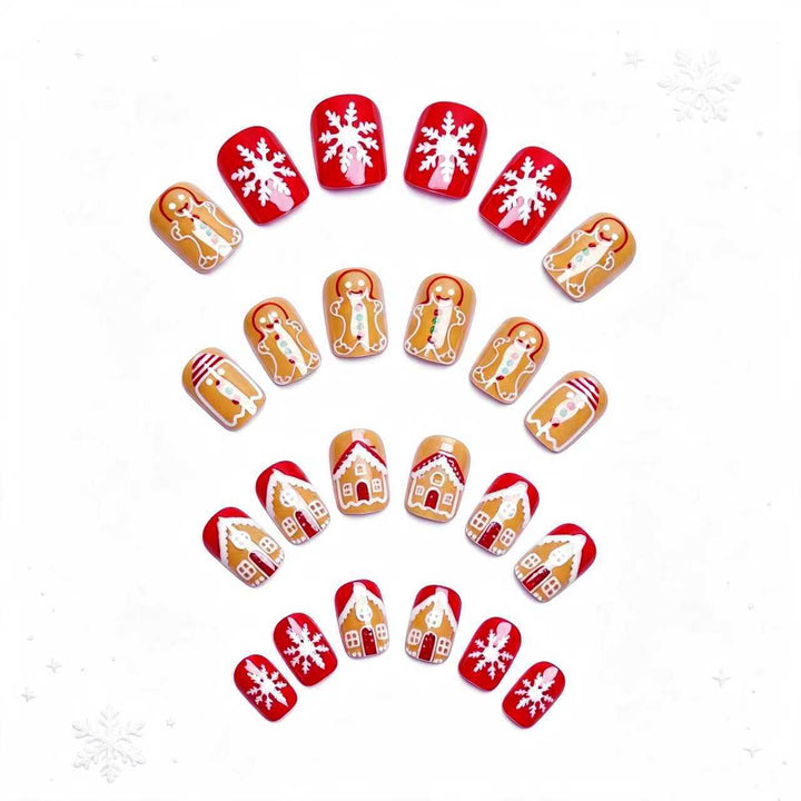 Artificial nails in Christmas gingerbread house design Kalsten