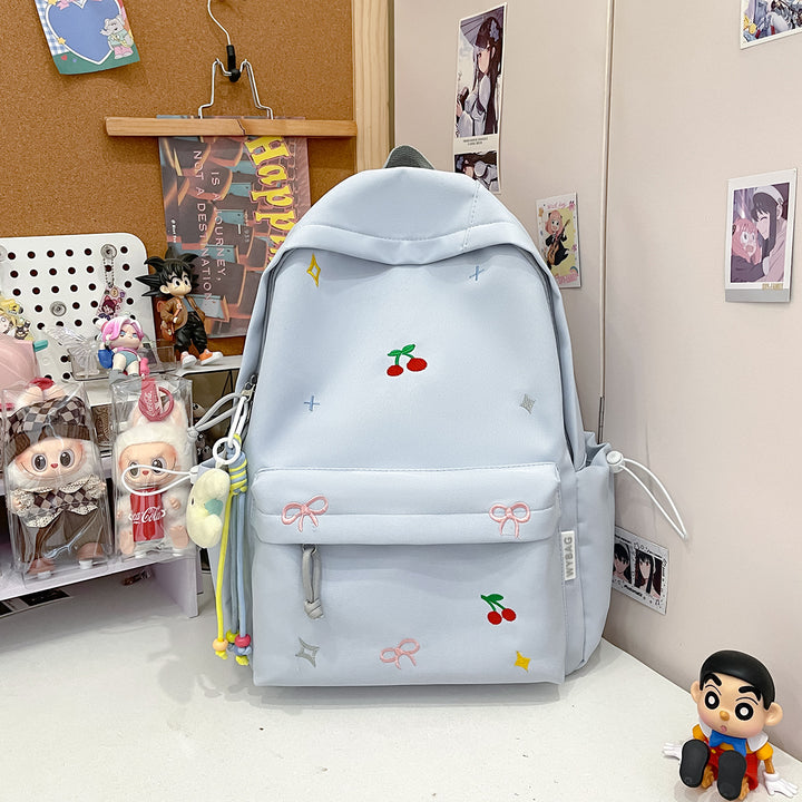 Cute Illustrated Cherry-Embellished Backpack Kalsten