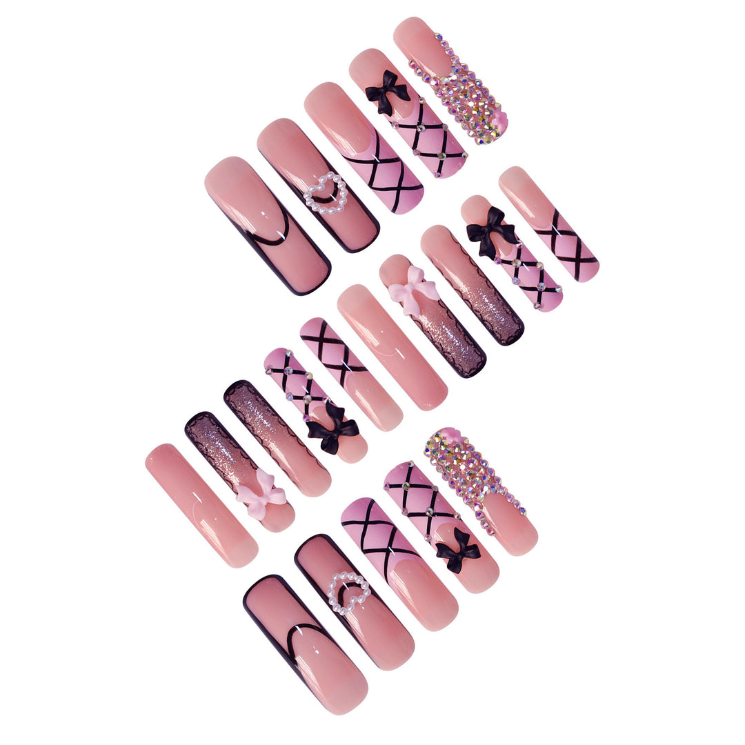 Luxury Nail Art Set with Rhinestone and Bow Accents Kalsten