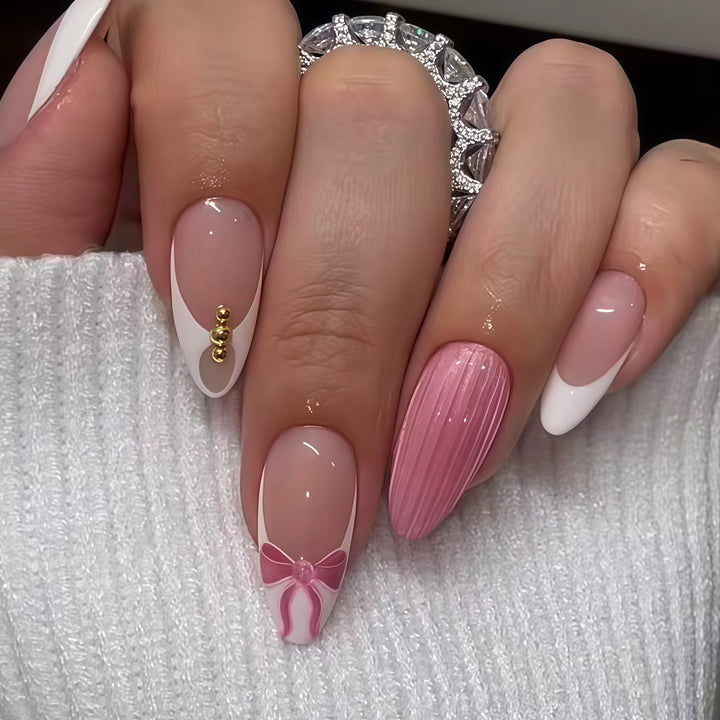 Decorative Bow and Pearl Nail Art Extensions Kalsten