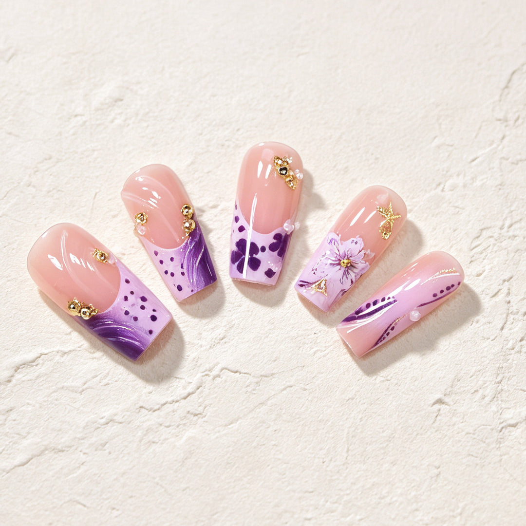 Artistic Floral Press-On Nail Design Kalsten