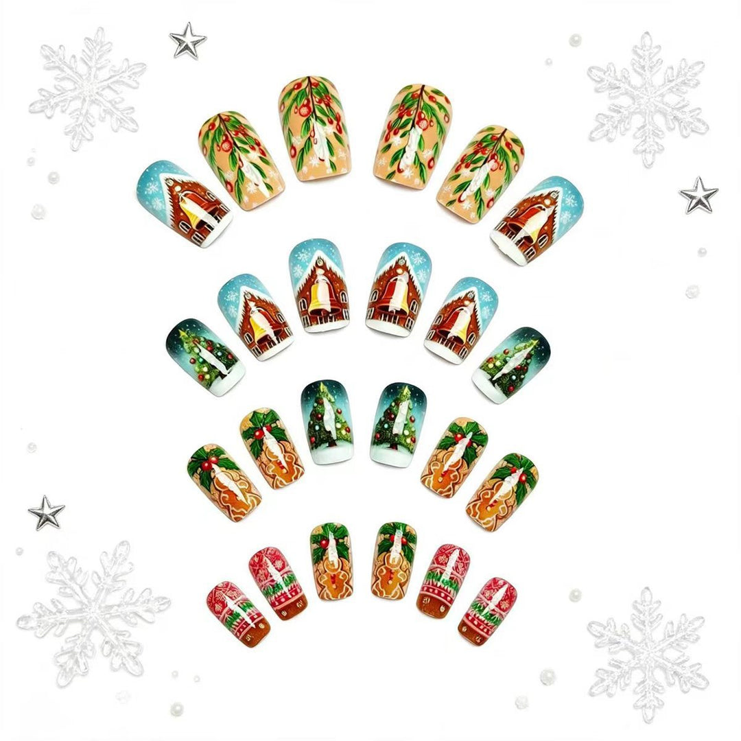 Artificial nails with festive Christmas motif Kalsten