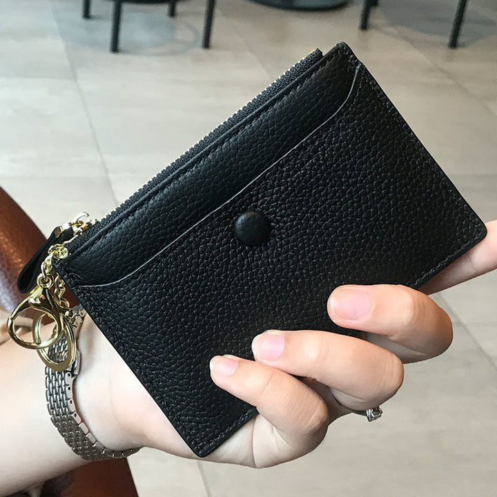 Textured  Leather Zip Card Holder Kalsten