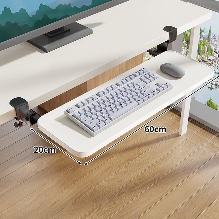 Clamp-Mounted Sliding Ergonomic Woodgrain Keyboard & Mouse Platform