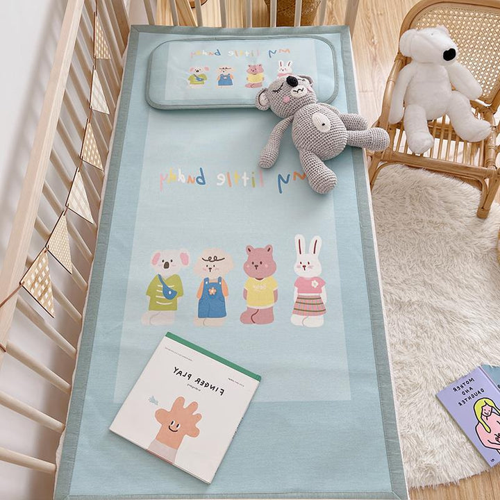 Padded baby crib mattress with good night print, non-slip bottom and wipeable cover