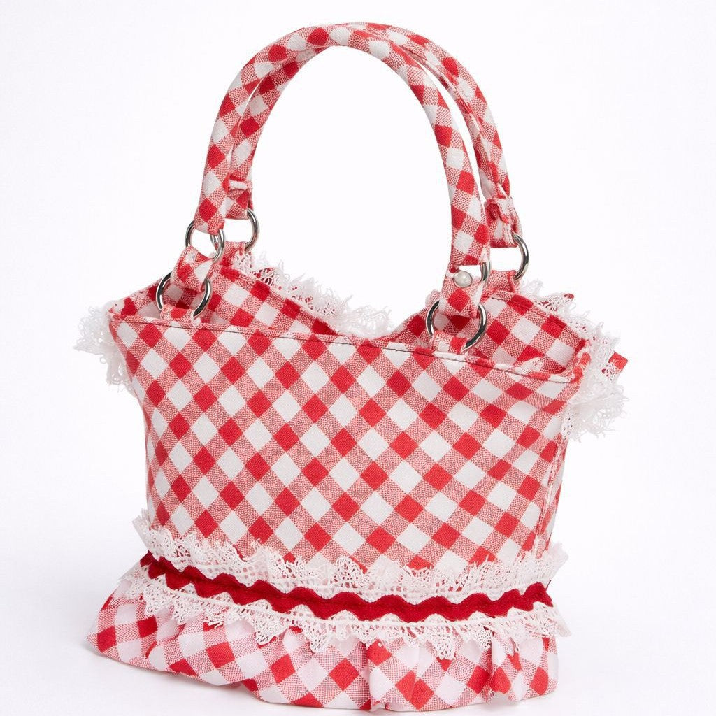 Playful Gingham Print Handbag