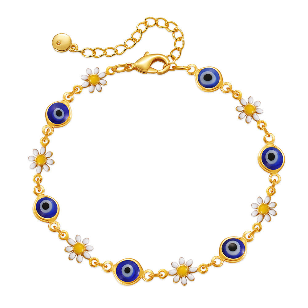 Floral Evil Eye Charm Anklet Kalsten
