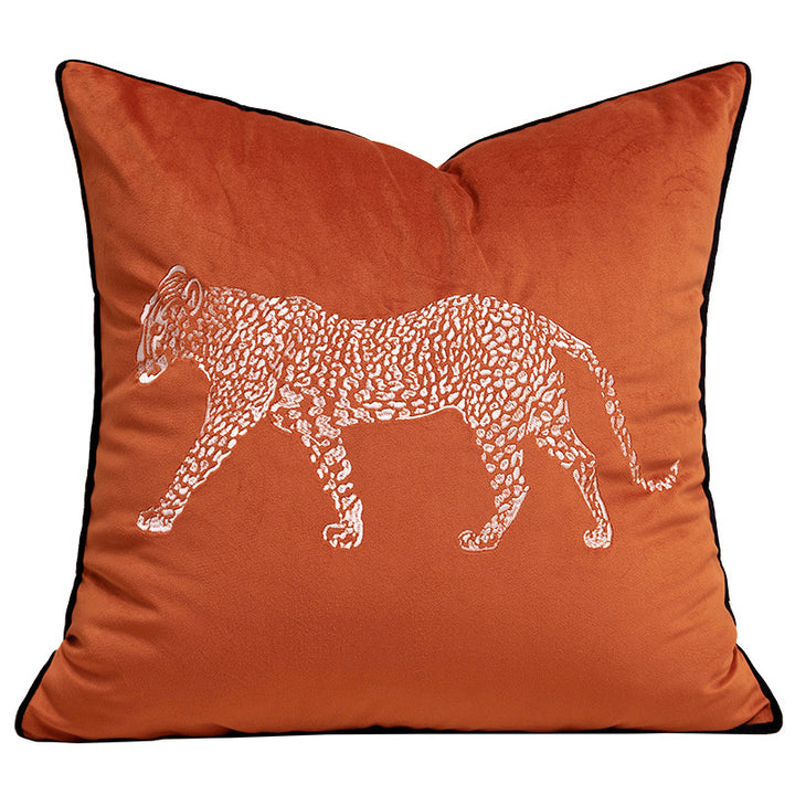 Artistic Leopard Embroidered Decorative Cushion Cover