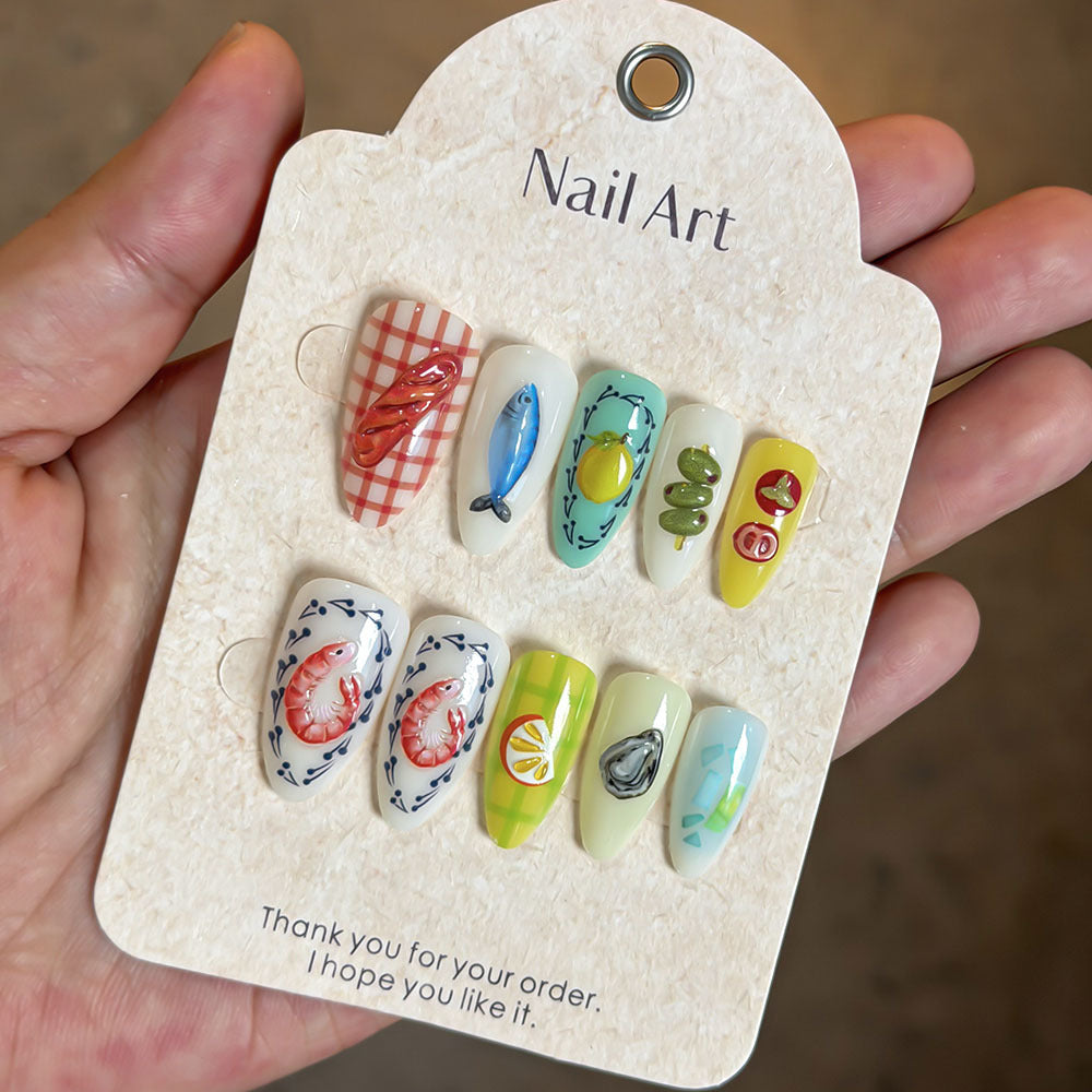 Artistic Ocean-Inspired Press-On Nails Kalsten
