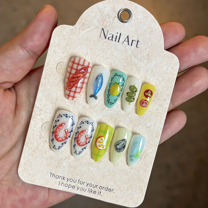Artistic Ocean-Inspired Press-On Nails Kalsten