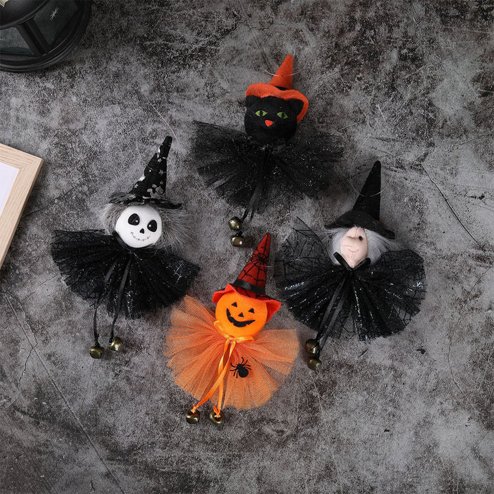 Halloween hair clip with cat face, witch hat and bell
