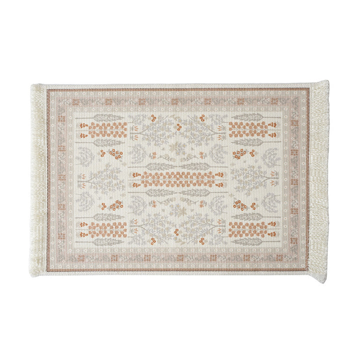 Short-pile decorative bathroom and runner carpet in oriental medallion style with fringes Kalsten