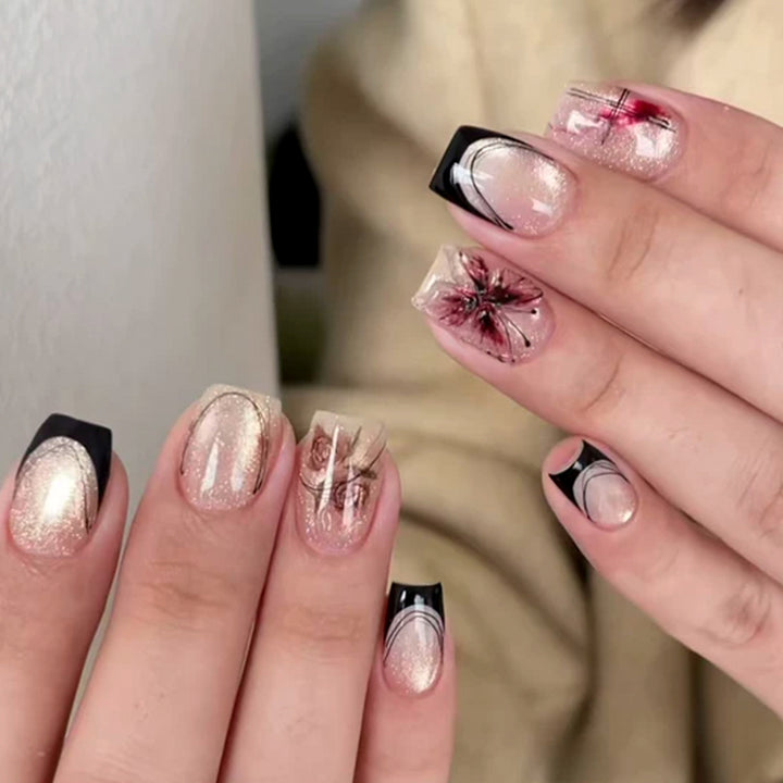 Floral Artistic Acrylic Nail Art Extensions Kalsten