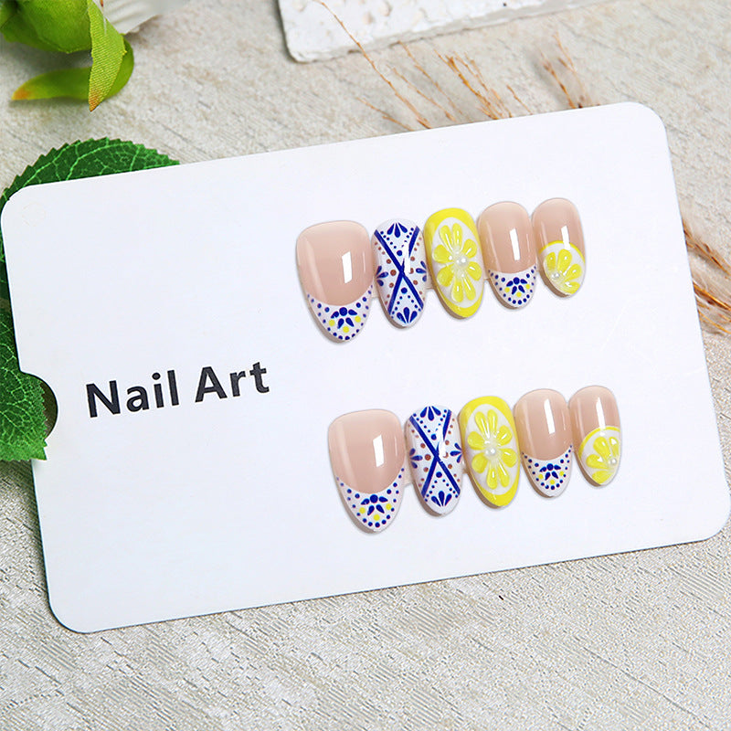Creative Nail Art Set with Lemon and Flower Designs Kalsten