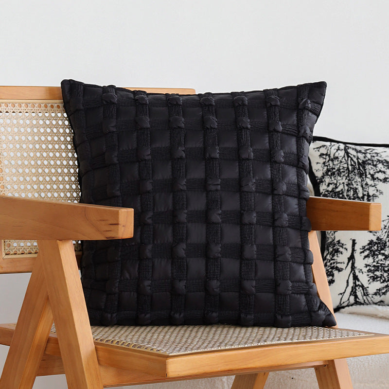 Decorative square cushion cover with abstract line print and contrasting piping Kalsten