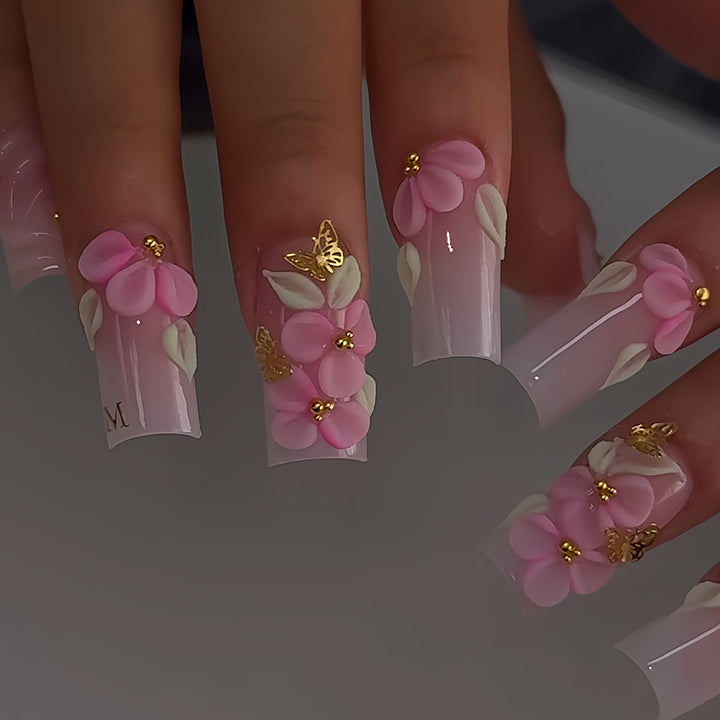 3D Floral Design Press-On Nail Set Kalsten