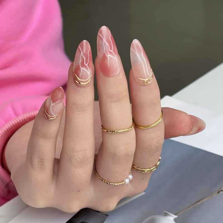 Premium Marble Effect Press-On Nail Set Kalsten