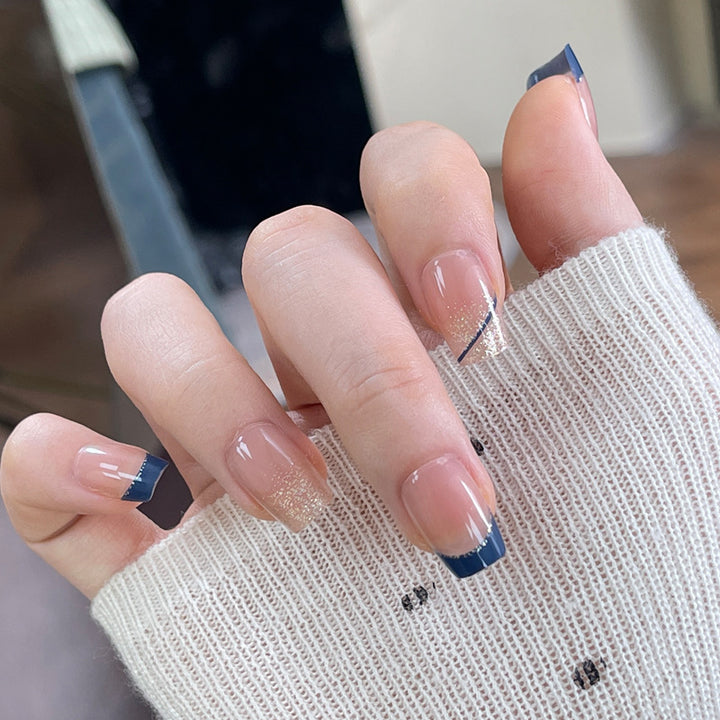Premium Press-On Nail Set with Elegant Glitter and French Tips Kalsten