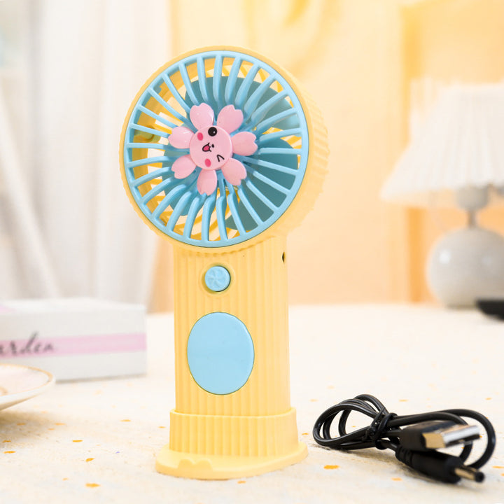 Ladies Compact Hand Fan with Flower Motif Kalsten