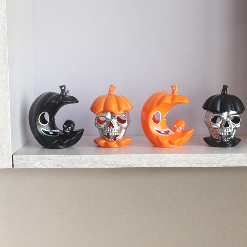 Halloween Decoration Figure Skull with Pumpkin Hat