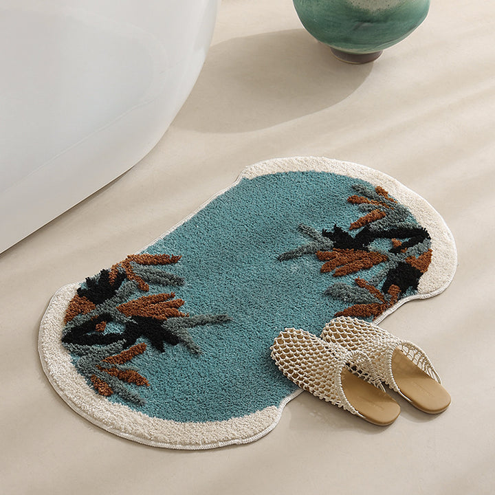 Tufted bath mat rug with botanical textured design Kalsten