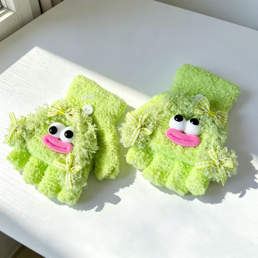 Cute Plush Character Fingerless Gloves Kalsten