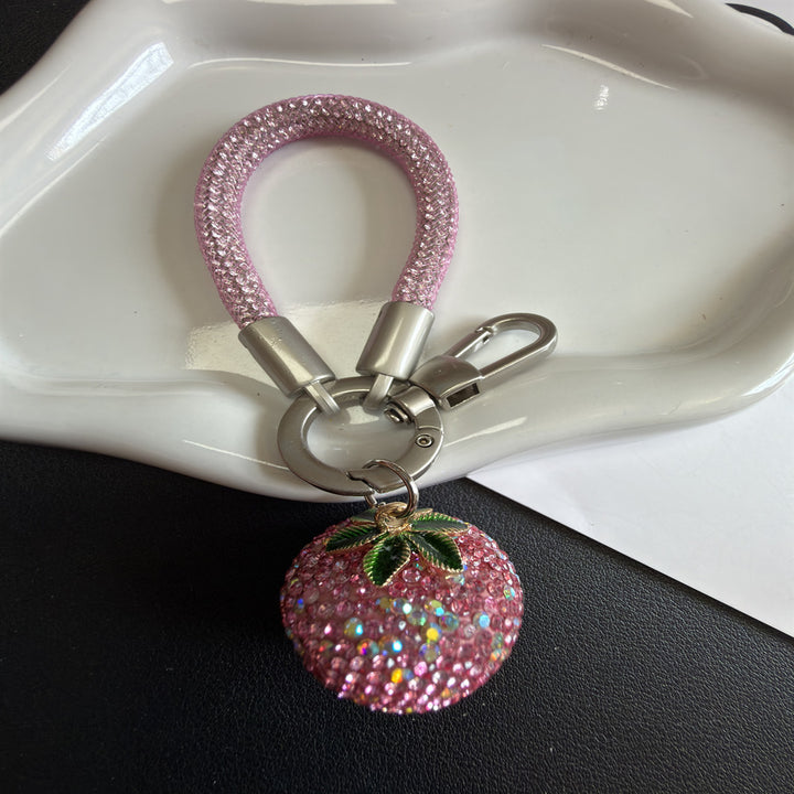 Glittering Strawberry Charm Keychain Kalsten