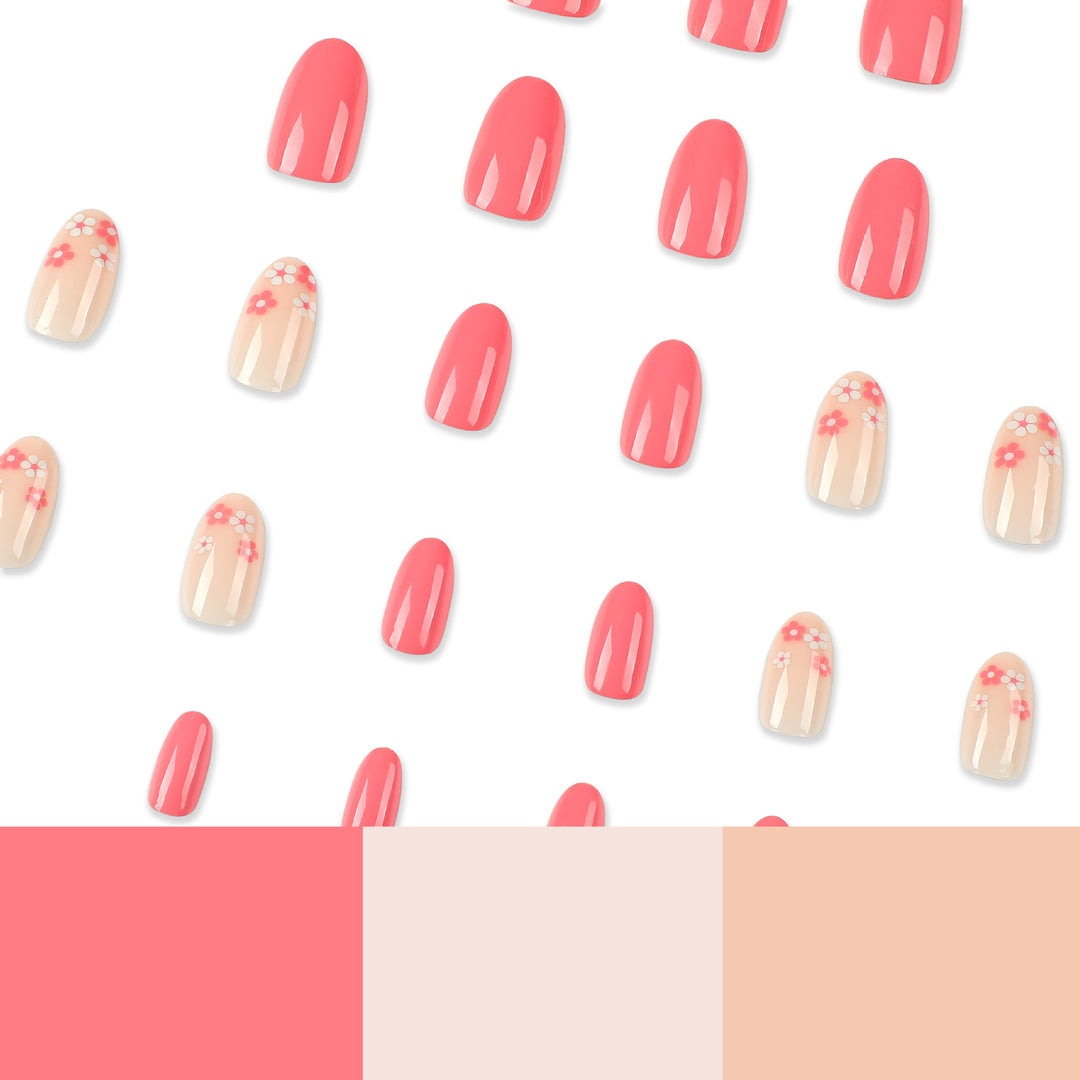 Artful nail extensions with delicate floral accents Kalsten