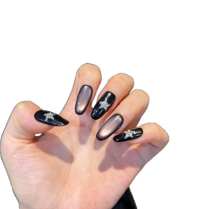 Glamorous Press-On Nail Enhancements with Rhinestone Accents Kalsten