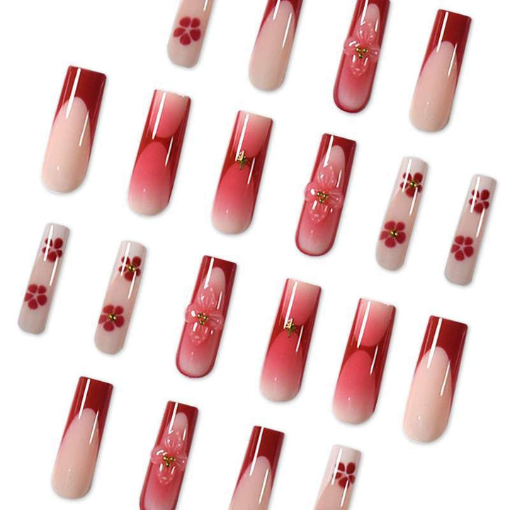 Elegant Floral Print Press-On Nail Set Kalsten