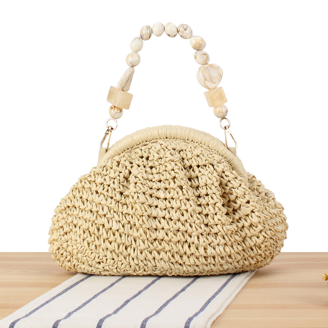 Stylish handbag with colorful bead handle Kalsten