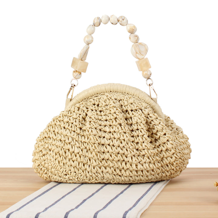 Stylish handbag with colorful bead handle Kalsten