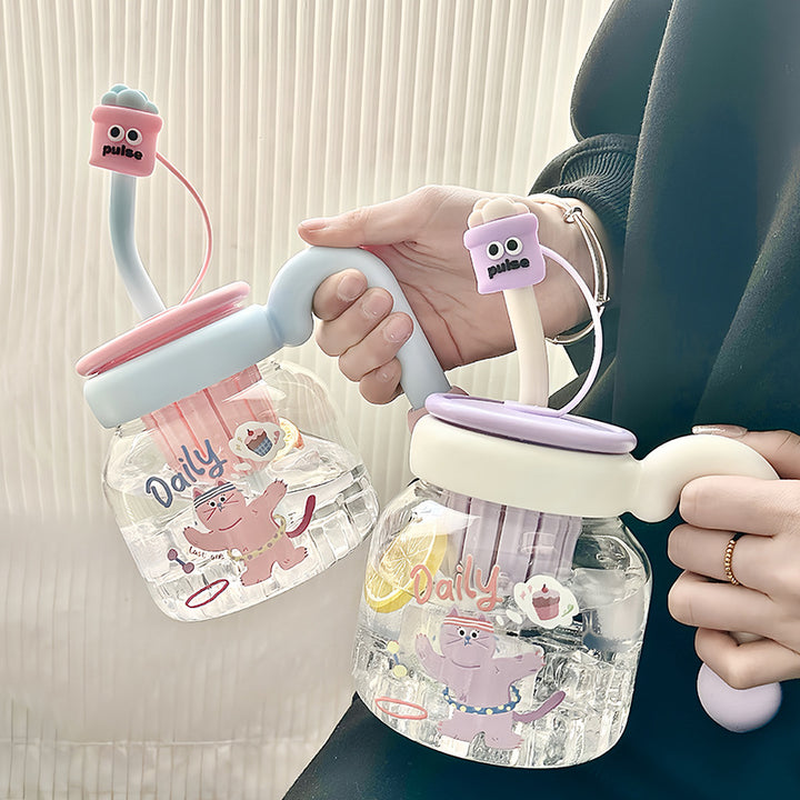 Women’s creative drinking bottle with integrated silicone straw Kalsten