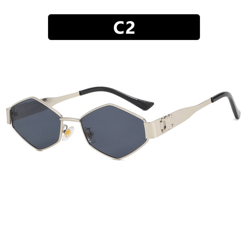 Women's hexagonal designer sunglasses with innovative metal frame Kalsten