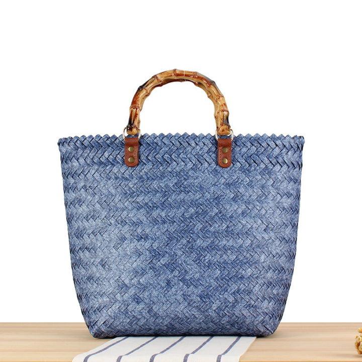 Handbag Made of High-Quality Woven Material with Bamboo Handles Kalsten