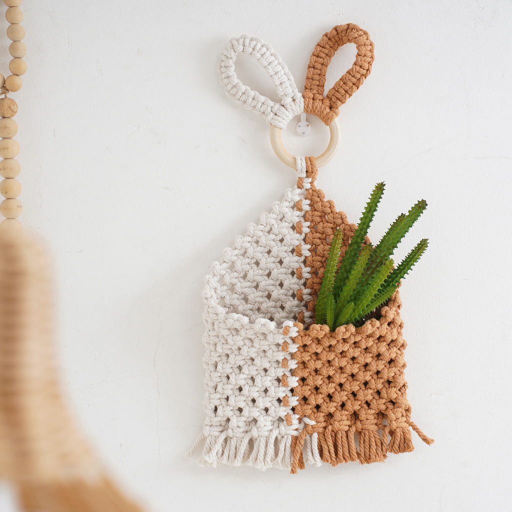 Decorative Macrame Storage Organizer with Rabbit Ears Kalsten