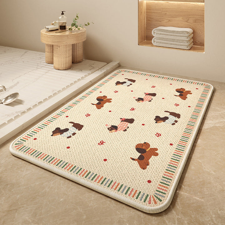 Cartoon Dog-Themed Bath Mat Kalsten