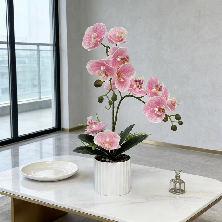 Lifelike Artificial Orchid Plant Arrangement for Home Decor
