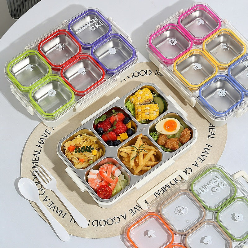 Multi-Section Food Storage Bento Box with Smart Locking Mechanism
