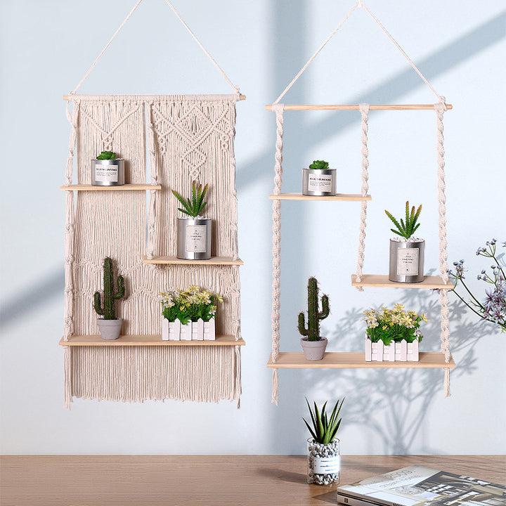 Floating Wooden Plant Shelf