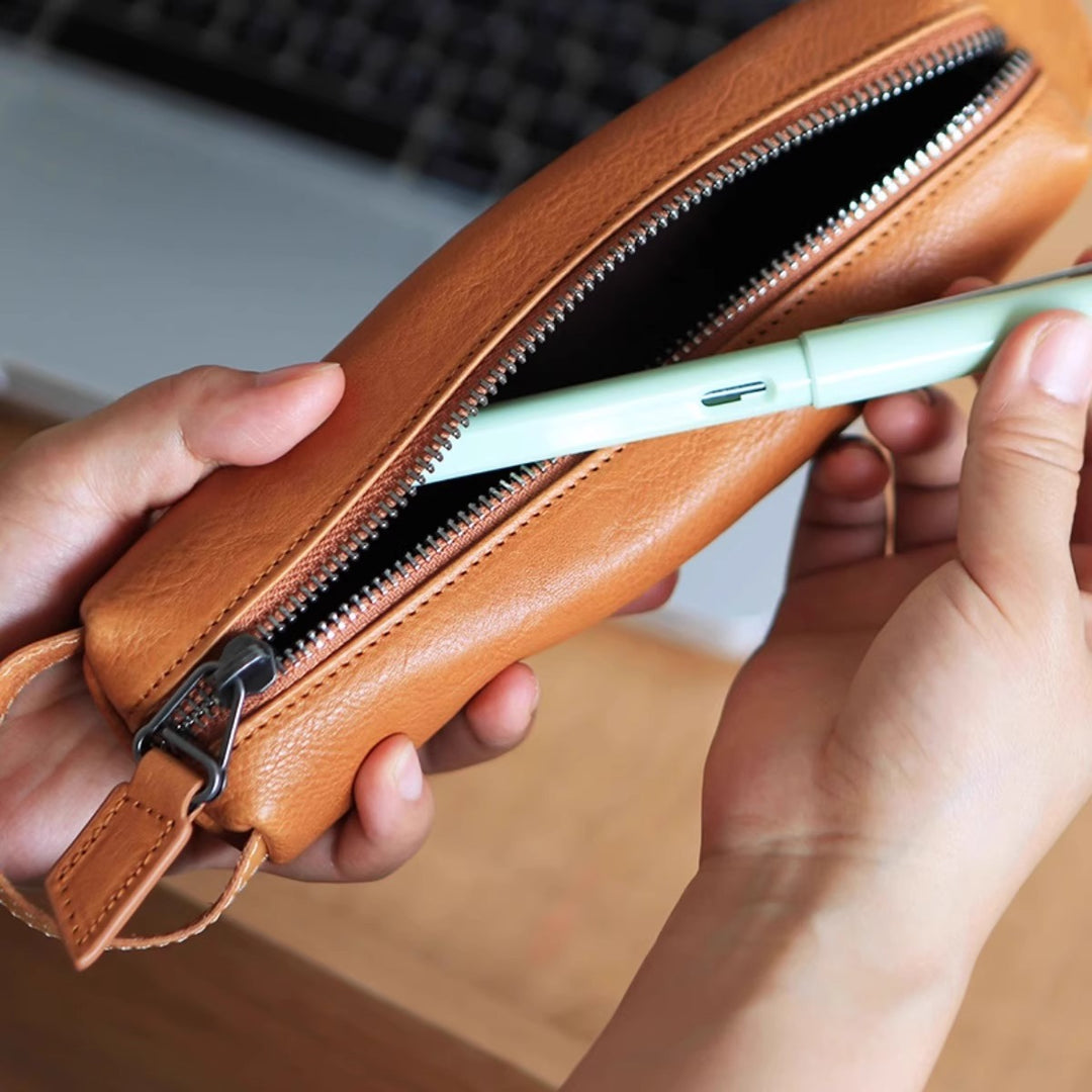 Premium Leather Zippered Pencil Case