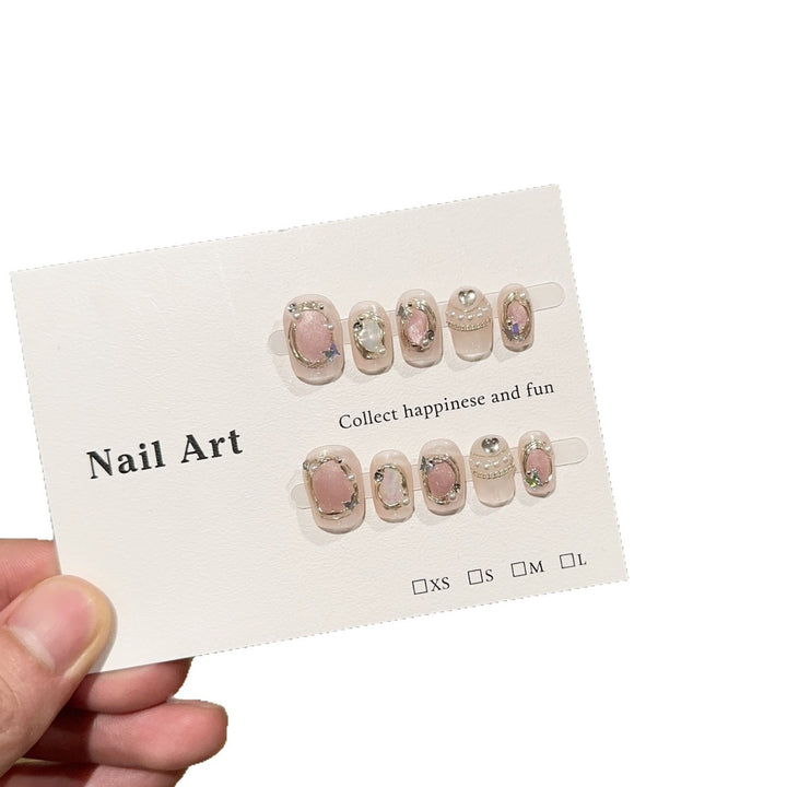 Elegant Gemstone-Embellished Press-On Nail Set