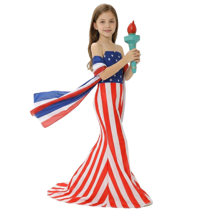 Unisex nan Patriotic Americana Uncle Sam Costume Set with Tailcoat, Striped Trousers, Top Hat and Bow Kalsten