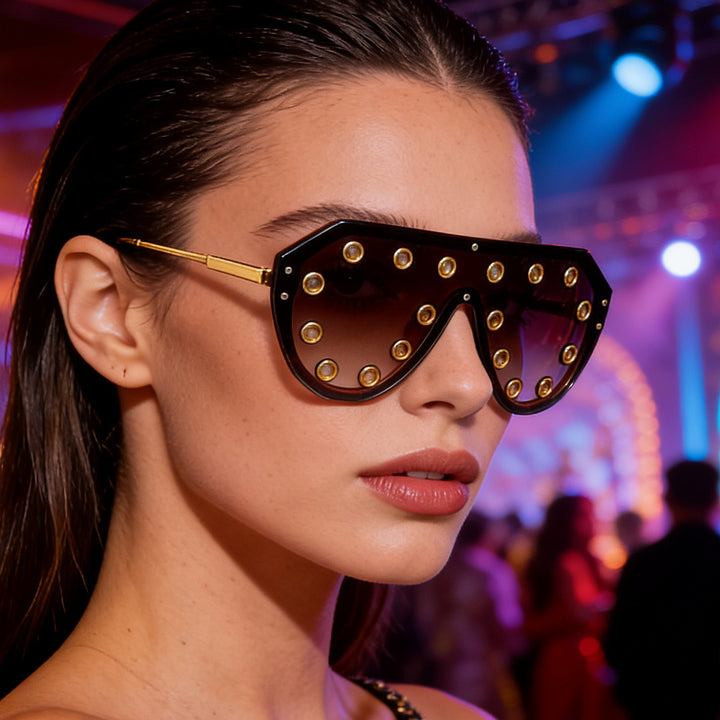 Women's statement sunglasses in futuristic design with decorative elements Kalsten