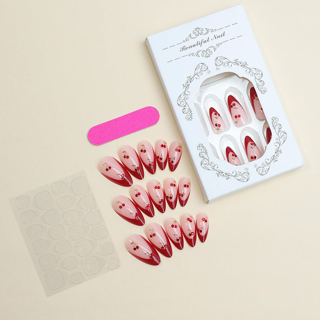 Acrylic nail set with fruity cherry design Kalsten
